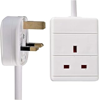 1 Gang Plug Long Extension Lead 10m Power Strip | 1 Socket Extension Cord 10 Meter | 1 Way Single Socket Mains Electric Power Extension Cable White UK