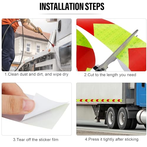 Image of ZSIGNS 2 Inch X 5 METER Arrow Reflective Hazard Safety Warning Caution Tape, Reflector Industrial Marking Tape for Trailers Vehicles Stairs Steps Floor Boats Outdoor Waterproof (GREEN & RED)