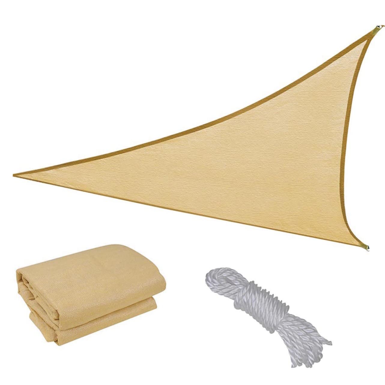 Voile D’ombrage Triangulaire PE Beige Anti-UV pour Jardin et Piscine | Accessoire Piscine Exterieur, Toile Ombrage Triangle, Protection Solaire Voile Ombrage Solaire, Toile Soleil Exterieur