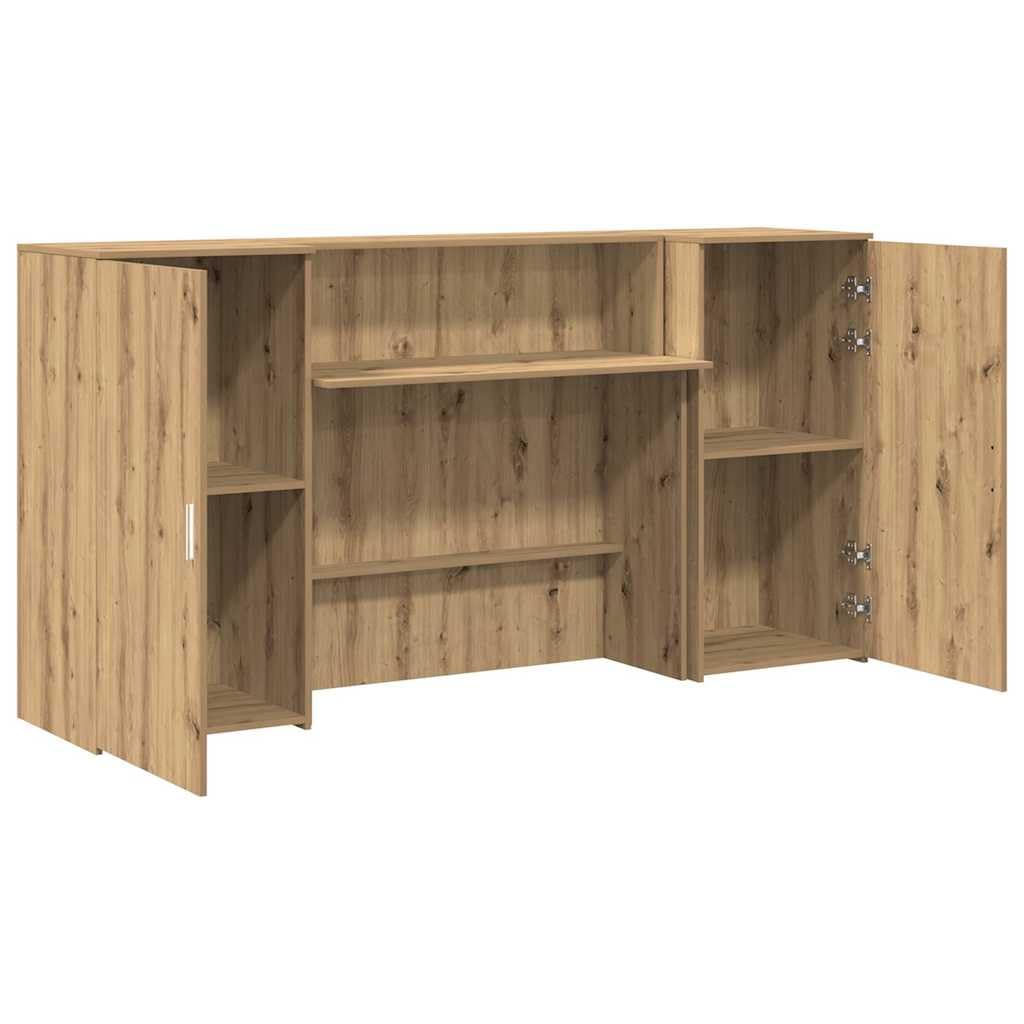 Bancone in legno di rovere Artisan, 200 x 50 x 103,5 cm, con bancone e vano portaoggetti, versatile per ufficio, casa, studio, mobili per ufficio, postazione di lavoro, segretario