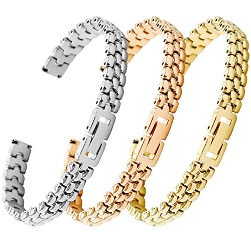 Bracelet en argent 8mm maille acier inoxydable montre femme tendance golden