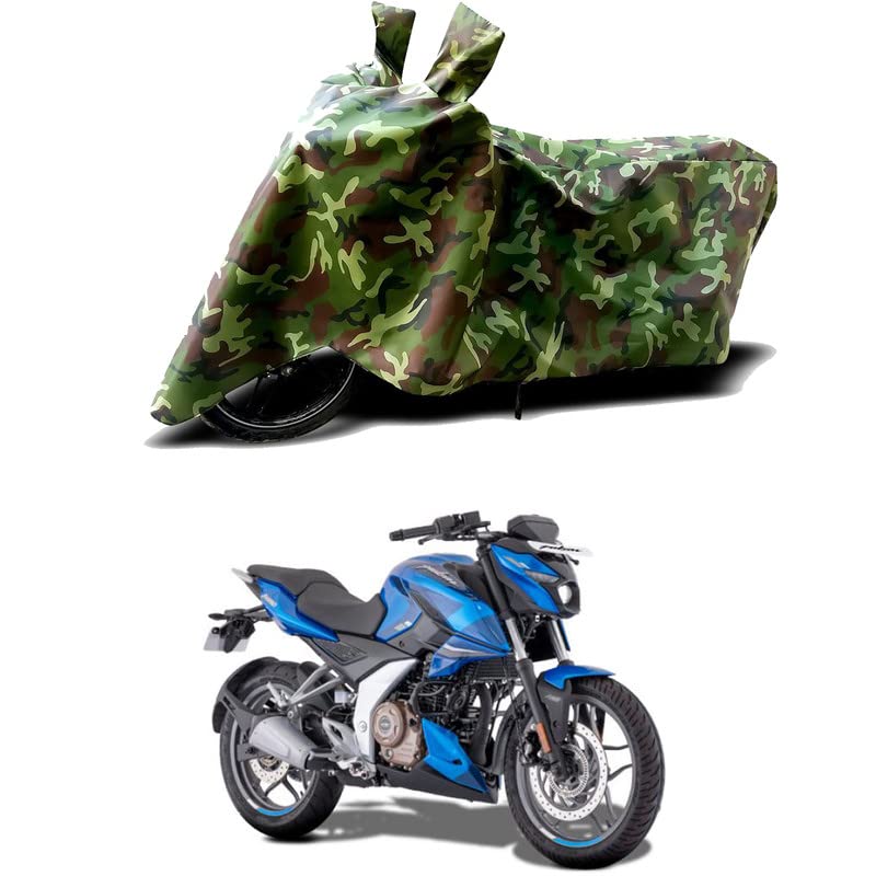 Image of 100% Water Resistant Full Bike Scooty Two Wheeler Body Cover Compatible For Bajaj Pulsar N250 /UV-Rays /Heat Protection /Birds Dropping /Scratchproof /Dust proof /Waterproof /All Varient[Green MJ]