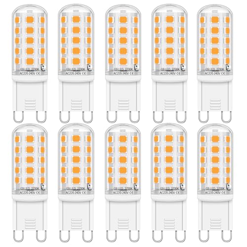 Auting Bombilla LED G9, Cálida (2700K), 400 Lúmenes, 4W Sustituto 30W Halógena, No Dimmable, Sin Parpadeo, Pack de 10