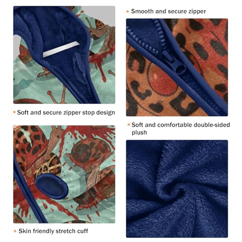 Snails with Blood Pattern Toddler Fleece Jacket Girl Boys Hooded Fleece Jacket Coat Warm Outwear Zip-up 3-10T3