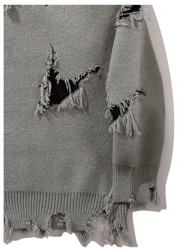Men's Grunge Letter Graphic Sweater Unisex Gothic Ripped Baggy Sweater Y2K Crewneck Long Sleeve Knit Tops Streetwear4