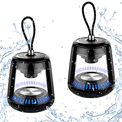 Buy 1 get 1 🔥 Megatek T8 Waterproof Portable Bluetooth Speakers, Dual True Wireless Stereo Speaker Set, 10W Hi-Quality 360° Sound & Bass, Extended 150 Ft Wireless Range, Hands-Free, Cool LED Ambient Lights (2-Pack)