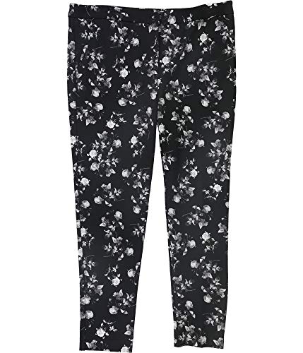Alfani Womens Floral Casual Trouser Pants, Black, 4
