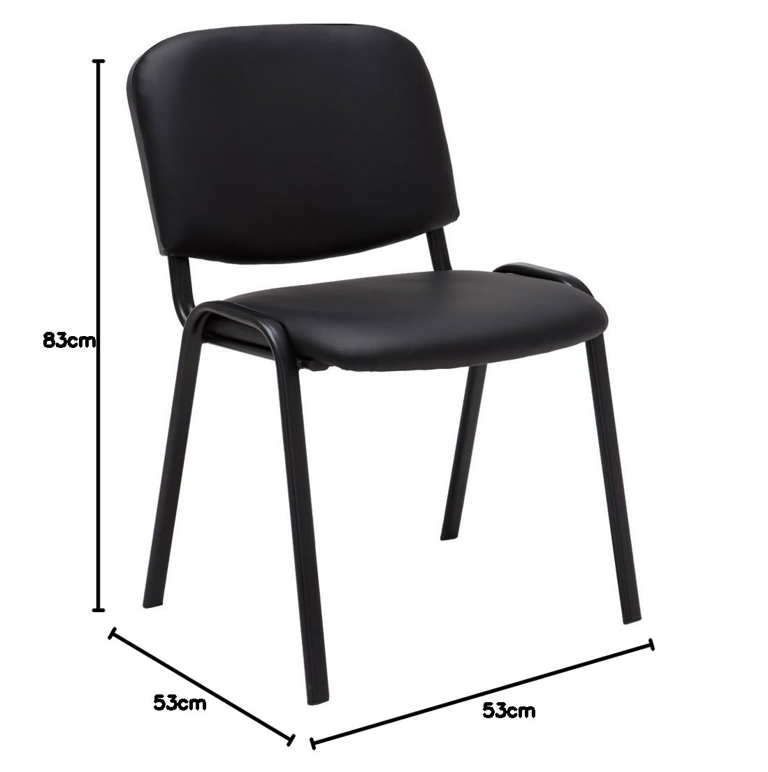 Ken Set 4 Sedie Ufficio Visitatore Imbottite In Similpelle Nero