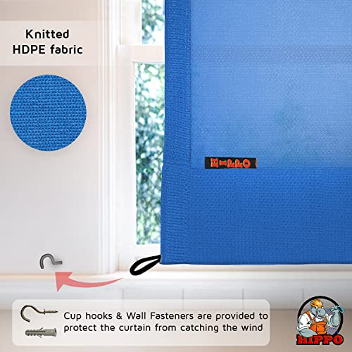 Image of HIPPO 180 GSM HDPE Outdoor Loop Curtain for Balcony & Patio Sun Blocking, UV Protection & Light-Filtering Curtains (Electric-Blue, 3FTX9FT, 1PC)