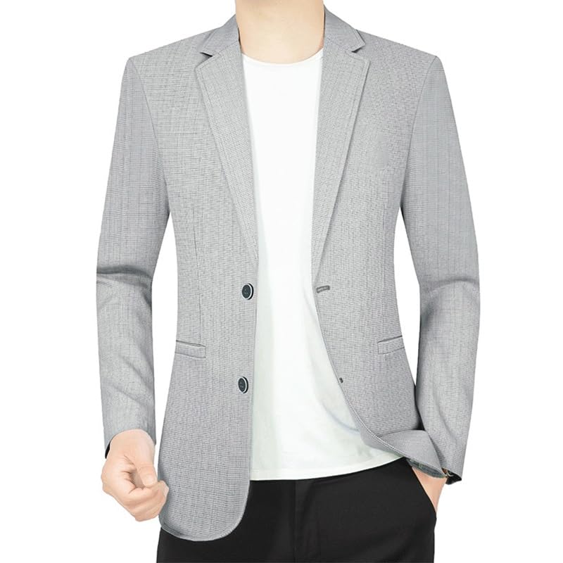 Men Gray Blazers Slim Fit Sport Coat Casual Two Button Lightweight Business Suit Jackets for Wedding Prom Homecoming