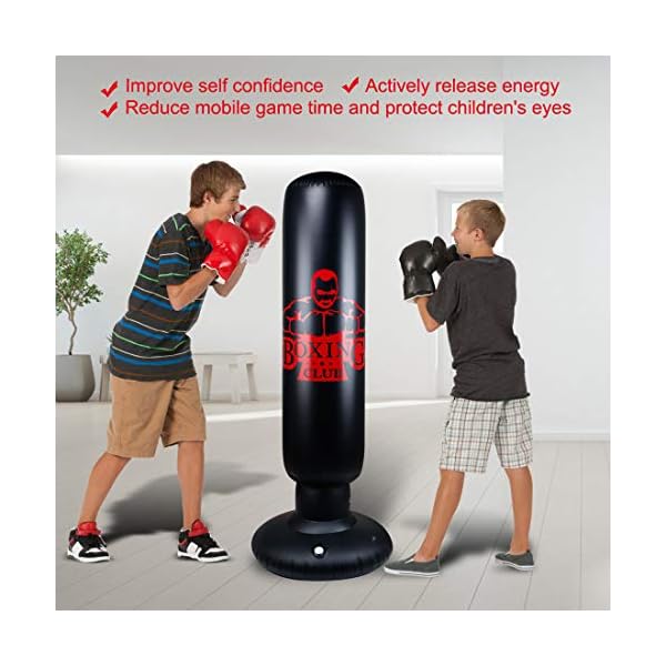 Punching-Bag-for-Kids-Locsee-Inflatable-Freestanding-Bop-Bag-for-Adults-Kids-Fitness-Boxing-Target-Bag-with-Stand-Training-Kickboxing-Equipment-63-inch Punching Bag for Kids, Locsee Inflatable Freestanding Bop Bag for Adults Kids Fitness Boxing Target Bag with Stand Training Kickboxing Equipment (63 inch)