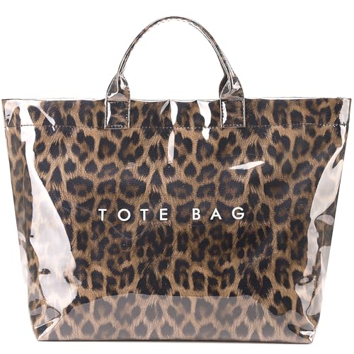 Image of PVC Tote Bag Gifts for Women Large Tote Purse Kraft Paper Letter Print Hobo Handbags for Work Beach Shopping Travel