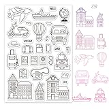 sellos viajes vintage Decoración exquisita reutilizable: los hermosos diseños de estas tarjetas con sellos de silicona embellecerán tus tarjetas de felicitación temáticas.. Después de limpiar estos sellos de sello, puede almacenarlos durante mucho tiempo hasta el próximo uso.