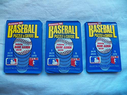 Lot of 3 1986 Donruss Baseball Wax Packs (45 Cards Total) Possible Jose Conseco Rookie Card