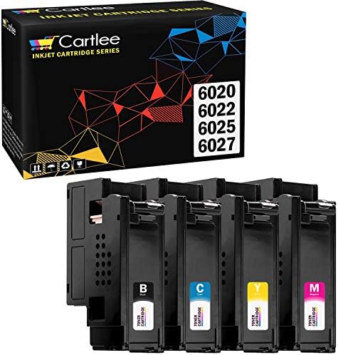 Cartlee Set of 4 Compatible High Yield Laser Toner Cartridges Replacement for Xerox Phaser 6020 Phaser 6022 WorkCentre 6025 Work Centre 6027 Printers (1 Black, 1 Cyan, 1 Magenta, 1 Yellow)