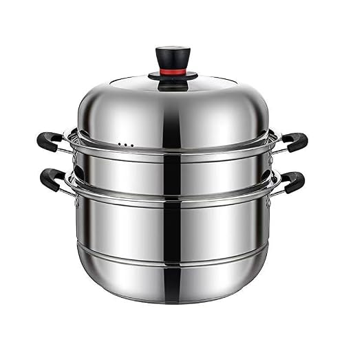 GTHTUHFD Gas Stove Induction Cooker Multi-Functional Multi-Layer Steamer Household Stainless Steel,Stainless Steel-32cm