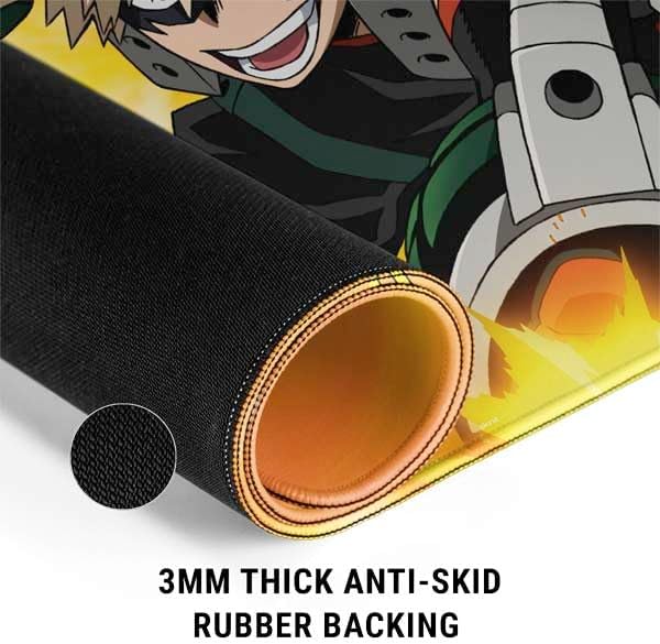 Skinit Large Gaming Mouse Pad - Officially Licensed Katsuki Bakugo Season 4 Design with Stitched Edges, Waterproof, Non-Slip Rubber Base, Desk Mat for Keyboard & Mouse, 31.5" x 11.8" inches