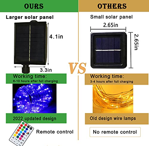 18 Colors 33Ft Solar Rope Lights Outdoor Waterproof Led, Color Changing 100 Led Rope Lights Blue Green Pink Fairy String Tube Lights Remote Timer For Garden Fence Tree Party Christmas Holiday Decor #TOP2