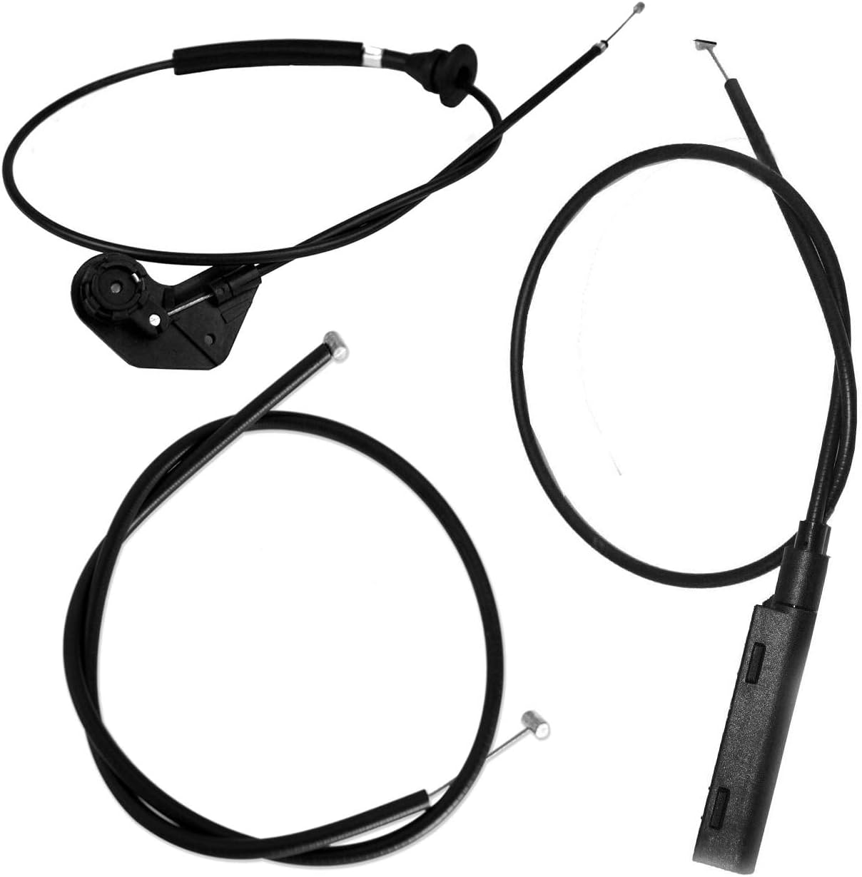 3PCS Engine Hood Release Cable Bowden Cable Wire Compatible with BMW X5 2000-2007 - 51238402615, 51238408134, 51238403219