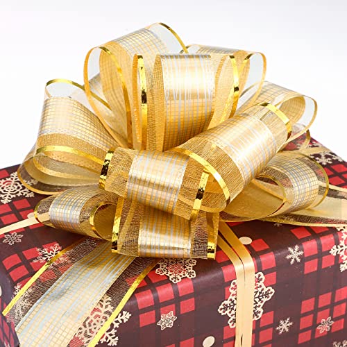 GWHOLE 30 PCS Gold Pull Bows for Gift Wrapping, 5'' Gift Bows for Present Baskets Box Decorations DIY Craft Valentine Christmas Birthday Gift Wedding Decor by GWHOLE - Used condition - Image 4