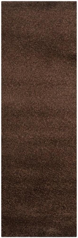 SAFAVIEH Santa Monica Shag Collection Area Rug - 6'7" Square, Brown, Solid Design, Non-Shedding & Easy Care, 2-inch Thick Ideal for High Traffic Areas in Living Room, Bedroom (SGN725-2727)