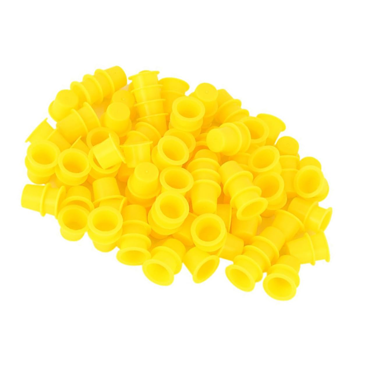 Beatifufu 100pcs Medium Tattoo Ink Caps Disposable Plastic Eyebrow Makeup Ink Cups Supplies for Artists Professionals