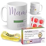 KIT regalo Mamá | Taza divertida + caramelos FUTURA MAMÁ LOADING + pulsera sorpresa – Regalo original para futuras mamás, embarazadas o madres primerizas