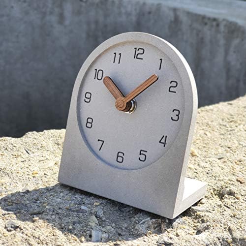 mooqs Wooden Silent Non-Ticking Battery Operated Decorative Small Mini Analog Modern Shelf Desk Table Mantel Clock (Gray)