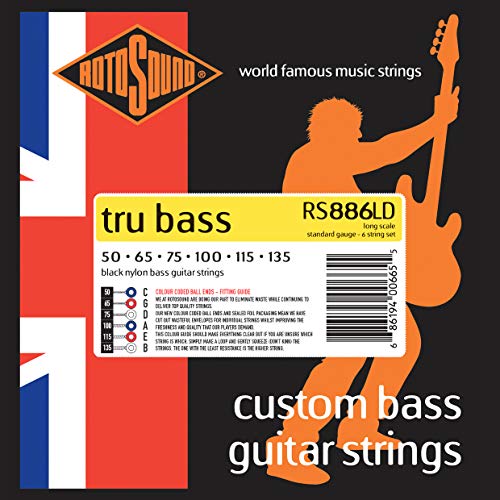 Rotosound Cordes pour Basse électrique TRU BASS NYLON FLATWOUND 6-str. RS886LDNYLON FW LONG Standard 50-135 - Les Beatles, Paul McCartney, John Lennon, RIngo Starr, George Harrison Rotosound Cordes pour Basse électrique TRU BASS NYLON FLATWOUND 6-str. RS886LDNYLON FW LONG Standard 50-135