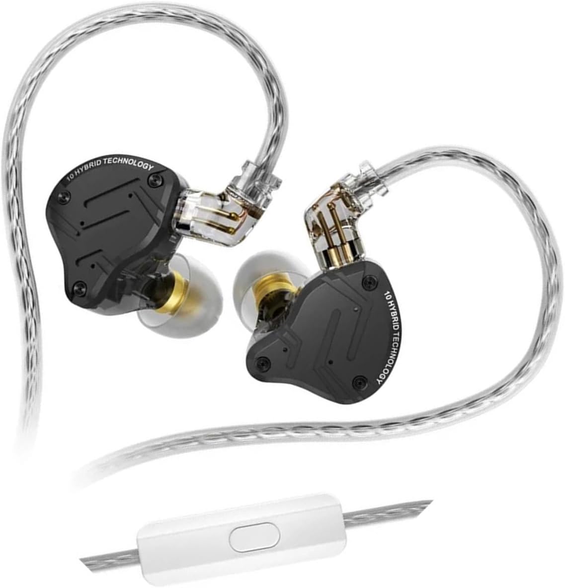 Compatible for Metal Headset Hybrid Drivers HiFi Bass Earbuds in-Ear Monitor Noise Cancelling Earphones(Black no mic)
