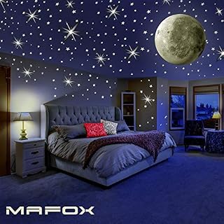 MAFOX Glow in The Dark Wall or Ceiling Stars with Moon Stickers –