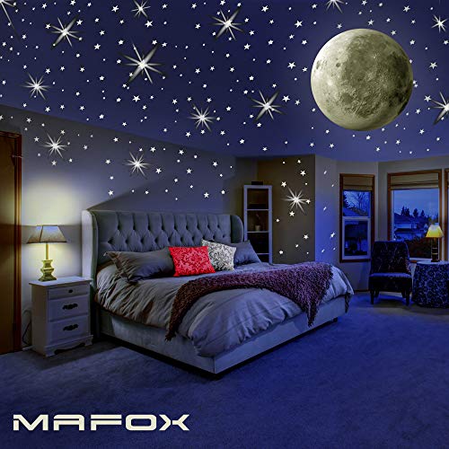 MAFOX Glow in The Dark Wall or Ceiling Stars with Moon Stickers –