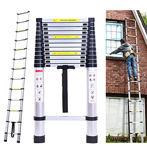 Aluminum Extension Straight Ladder 16.4FT Non-Slip Extending Attic Loft Ladder, Lightweight Folding, 13 Steps, 150Kg/330lb Load Capacity