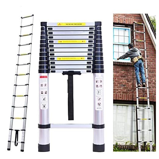 Aluminum Extension Straight Ladder 16.4FT Non-Slip Extending Attic Loft Ladder, Lightweight Folding, 13 Steps, 150Kg/330lb Load Capacity
