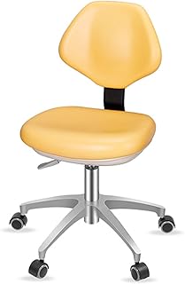 Adjustable Height Dental Stool with Armrest & Backrest, 360° Rotating Lift Dentist Chair, PU Leather Super Soft Cushion for Dental Hospital Use