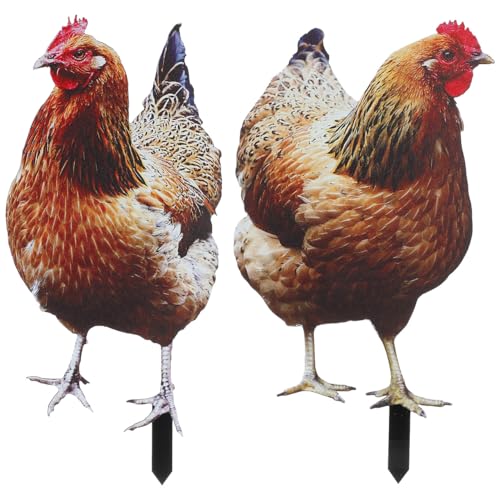 Yardwe 2 StüCk HüHnerhof Kunst Gartenstecker Aus Acryl Wetterfeste HüHner Gartendeko FüR AußEn Hofschild Und Rasenornament Zur Gartendekoration