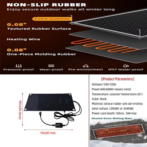 Tapis chauffant d'extérieur déneigement déglaçage USB allée jardin - 8