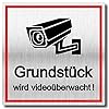 Schild Achtung Grundstück Videoüberwachung UV Druck 12 x 12cm 3mm Aluverbund Made in Germany Art.Nr. 2131