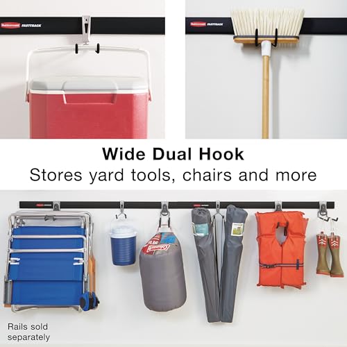 Image of Rubbermaid Fasttrack Cord Hook Garage Organization and Storage Heavy Duty Storage for Coolers /Cords /Ropes /Hoses (Pack of 6)
