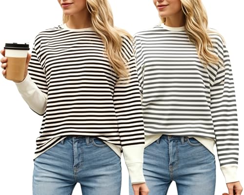 Image of VIMAL JONNEY Women Striped T-Shirt || T-Shirt for Women || Full Sleeve T Shirt || T-Shirt-VIMAL640620