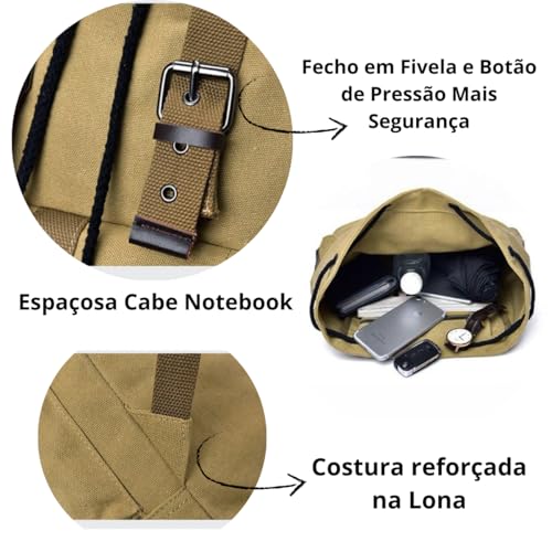 Mochila Lona Caminhão Masculina Feminina Cabe Notebook Escolar Reforçada Resistente a água Trabalho
