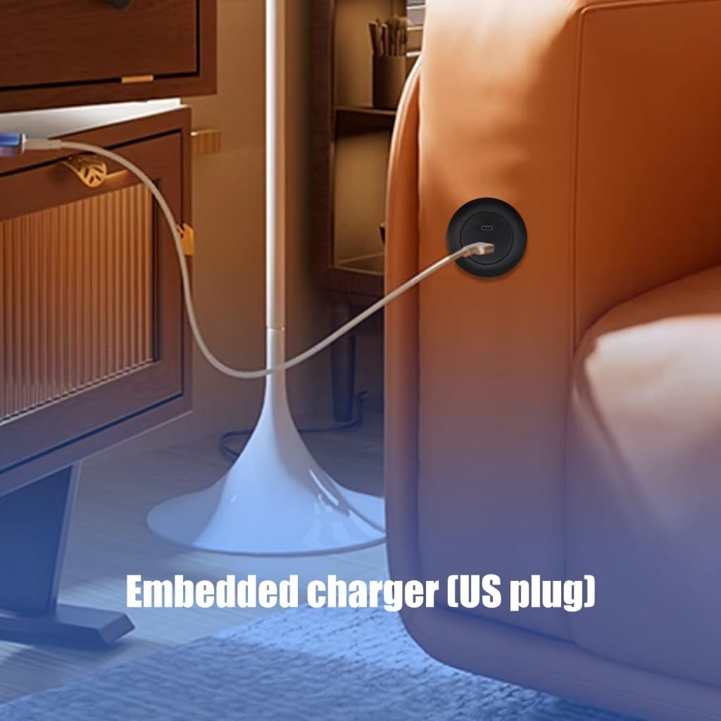 USB Charging Desktop Power Grommets, 68mm Desktop Power Grommets Outlet, Recessed Power Strips Outlet with USB & Type C image 4