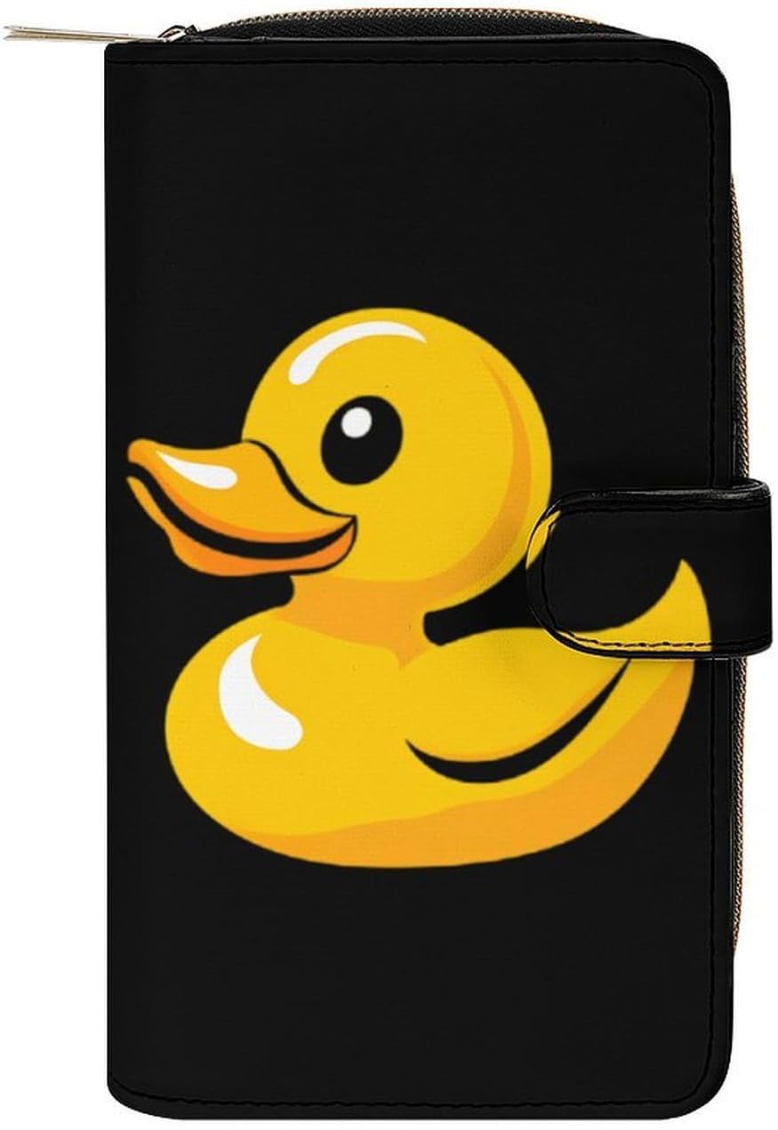 Yellow Rubber Duck Funny Long Slim Bifold Wallet Card Holder Purse with Buckle for Men Women