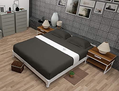 Menazi Fitted Sheet - King Size Fitted Sheets with Deep Pocket - Small Double & Super King Size Bedsheets with Variety of Colours - Ideal for Home & Hotels - Reusable Bedsheets (Charcoal, Single)