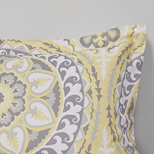 Madison Park Essentials Serenity Bed In A Bag Comforter Set, Medallion Damask Design, All Season Bedding With Cotton Sheet Set, Bedskirt, Queen(90"X90"), Yellow 9 Piece #TOP3