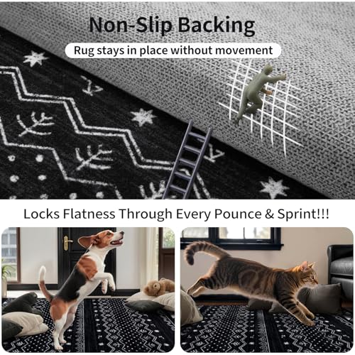 SERISSA Hallway Runner Rug, 2x10 Washable Non-Slip Black and White Runners for Hallways, Soft Low-Pile Boho Geometric Indoor Long Carpet for Kitchen Entryway Laundry Bedroom Bathroom by SERISSA - Image 5