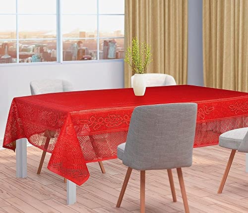 Toalha Mesa Quadrada Renda Interlar Color Vermelho 4 Lugares