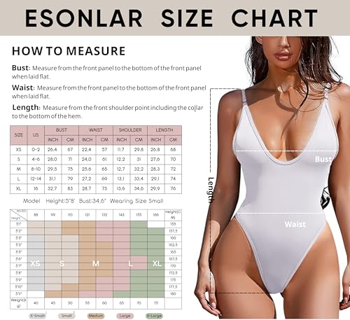 Image of ESONLAR Women's Sexy Plunging V Neck Bathing Suit Open Back One Piece Swimsuits