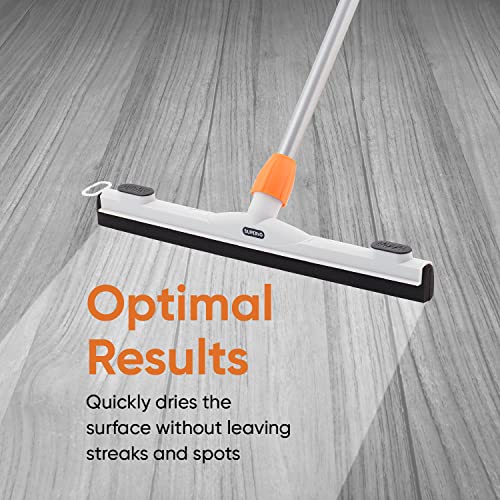 Image of Floor Squeegee Mop and Cloth for Tile, Concrete, Laminate, Garage, Bathroom 48 inch Long Handle 18 inch Window Foam Squeegee with 3 Cloths - Superio