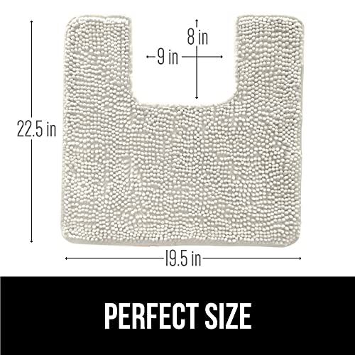 Image of Gorilla Grip Plush Absorbent Shaggy Chenille Bath Rug Mat for Toilet Base with Rubber Backing, Machine Washable, Microfiber Bathroom Contour Mats for Toilets, Bath Room Decor, Square, 22.5x19.5, Cloud